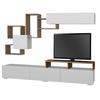 Σύνθεση τηλεόρασης Stamatia χρώμα λευκό - καρυδί 210x36,8x46,8εκ.