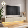 Έπιπλο τηλεόρασης επιτοίχιο Damla με LED χρώμα travertine 180x29,5x29,5εκ.