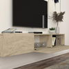 Έπιπλο τηλεόρασης επιτοίχιο Damla με LED χρώμα travertine 180x29,5x29,5εκ.