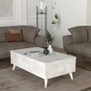 Τραπεζάκι σαλονιού Roy με σερβιτόρο χρώμα λευκό εφέ μαρμάρου 121x69x40εκ.