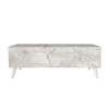 Τραπεζάκι σαλονιού Roy με σερβιτόρο χρώμα λευκό εφέ μαρμάρου 121x69x40εκ.