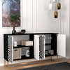 Μπουφές Gradel χρώμα μαύρο - ασπρόμαυρο 150x35x83,6εκ.