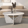 Lagerta living room table, white marble effect, 75x75x35 cm