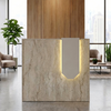 Γραφείο υποδοχής - reception Navita με LED χρώμα travertine - sandstone 113,6x42x111,8εκ.