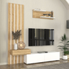 Σύνθεση τηλεόρασης Rosaline χρώμα λευκό - sepet oak 183x31,3x196,9εκ.