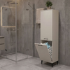 Singa laundry cabinet with laundry basket, sandstone, 45x40x180 cm