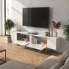 Έπιπλο τηλεόρασης Orontes χρώμα λευκό - χρυσό 180x29,6x50εκ.