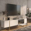 Έπιπλο τηλεόρασης Orontes χρώμα λευκό - χρυσό 180x29,6x50εκ.