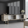 Έπιπλο τηλεόρασης Luxe χρώμα travertine - χρυσό 180x30x50εκ.