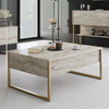 Τραπεζάκι σαλονιού Luxe χρώμα travertine - χρυσό 90x60x40εκ.