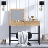 Wooden Makeup Vanity Linda Natural Beech 100x45x74 cm