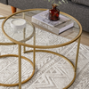 Τραπεζάκι σαλονιού σετ 2 τμχ Vetro μέταλλο - γυαλί χρώμα χρυσό Ø60x43εκ.