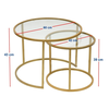 Τραπεζάκι σαλονιού σετ 2 τμχ Vetro μέταλλο - γυαλί χρώμα χρυσό Ø60x43εκ.