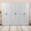 Ντουλάπα ρούχων Jenna εξάφυλλη με συρτάρια χρώμα λευκό 210x50x182εκ.