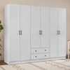 Ντουλάπα ρούχων Jenna εξάφυλλη με συρτάρια χρώμα λευκό 210x50x182εκ.