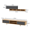 Σύνθεση τηλεόρασης Serine χρώμα sapphire oak - ανθρακί 170x37x45εκ.
