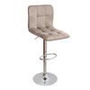 Carmelo bar stool with adjustable height beige velvet - chrome base 45x42x90/113 cm