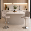 Carmelo bar stool with adjustable height beige velvet - chrome base 45x42x90/113 cm