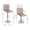 Carmelo bar stool with adjustable height beige velvet - chrome base 45x42x90/113 cm