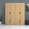 Ντουλάπα ρούχων Ricardo τετράφυλλη με συρτάρια χρώμα φυσικό οξιάς 160x51,8x181εκ.