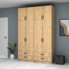 Ντουλάπα ρούχων Ricardo τετράφυλλη με πατάρι και συρτάρια χρώμα φυσικό οξιάς 160x51,8x240εκ.