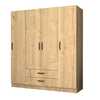 Ντουλάπα ρούχων Ricardo τετράφυλλη με συρτάρια χρώμα φυσικό οξιάς 160x51,8x181εκ.