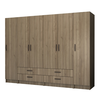 Ντουλάπα ρούχων Ricardo εξάφυλλη με συρτάρια χρώμα καρυδί 240x51,8x181εκ.