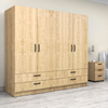 Ντουλάπα ρούχων Victoria τετράφυλλη με συρτάρια χρώμα φυσικό οξιάς 200x60x181εκ.