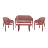 MALAGA Set Σαλόνι Κήπου PP-UV Bordeaux: Καναπές + 2 Πολυθρόνες + Τραπεζάκι