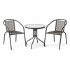 MIKA Set Κήπου - Βεράντας: Τραπέζι + 2 Πολυθρόνες Μέταλλο Βαφή Ανθρακί, PE Rattan Γκρι