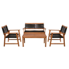 SPRING Set Σαλόνι Κήπου Ακακία Φυσικό, Wicker Μαύρο: Τραπέζι + Καναπέ 2Θέσιο + 2 Πολυθρόνες