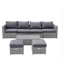 BALI Set Μέταλλο - Wicker: Τραπέζι+ 2θ Καναπέ+ 2 Σκαμπό+ 2 καθίσματα, Απόχρωση Γκρι