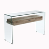 GLASSER Wood Κονσόλα Γυαλί Clear 12mm - Ράφι με Συρτάρι Απόχρωση Δρυς