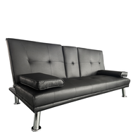 Καναπές Κρεβάτι Τριθέσιος ALFRED Μαύρο PU 164x76.5x79cm