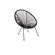 ACAPULCO Πολυθρόνα Μέταλλο Βαφή Μαύρο, Plastic Rattan Μαύρο 73x76x89cm