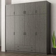 Four-Door Wardrobe Grey Oak With Loft 202x60x233 cm
