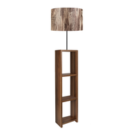 Φωτιστικό δαπέδου Launo υφασμάτινο Pvc/MDF χρώμα καφέ/καρυδί 38x38x150εκ.