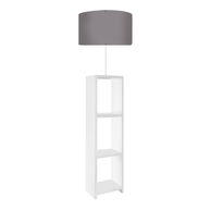 Φωτιστικό δαπέδου Launo υφασμάτινο Pvc/MDF χρώμα λευκό - γκρι 38x38x150εκ.