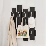 Κρεμάστρα τοίχου Wave χρώμα black wood 64x4x81εκ.