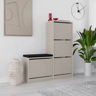 Παπουτσοθήκη Dude χρώμα sandstone 104,8x26x118,5εκ.