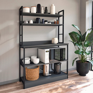 Έπιπλο κουζίνας Foyer χρώμα μαύρο - ανθρακί 101x36x160,7εκ.
