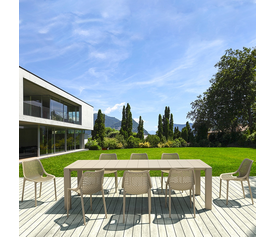 Σετ Τραπεζαρίας 9τμχ Vegas Air Taupe 100X260/300Χ75εκ.