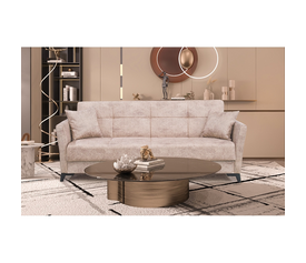 AMELIA LIGHT BROWN ΥΦΑΣΜΑ 3ΘΕΣΙΟΣ ΚΑΝΑΠΕΣ/ΚΡΕΒΑΤΙ ΜΕ ΑΠΟΘ.ΧΩΡΟ 210X80εκ.