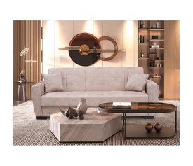 ANIMA LIGHT BROWN ΥΦΑΣΜΑ 3ΘΕΣΙΟΣ ΚΑΝΑΠΕΣ/ΚΡΕΒΑΤΙ ΜΕ ΑΠΟΘ.ΧΩΡΟ 210X80εκ.