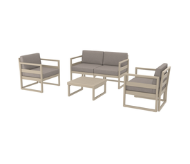 MYKONOS SET 2ΘΕΣ.TAUPE/ΜΑΞ. L.BROWN(2ΘΕΣ.+2ΠΟΛ.+ΤΡΑΠ 65εκ.)