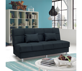 FELINA BLACK ΥΦΑΣΜΑ 3ΘΕΣΙΟΣ ΚΑΝΑΠΕΣ/ΚΡΕΒΑΤΙ ΜΕ ΑΠΟΘ.ΧΩΡΟ 182X90εκ.