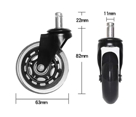 Σετ 5τμχ Ρόδες Pro 63χιλ. Ελαστικής Πολυουρεθάνης Για Καρέκλα Γραφείου