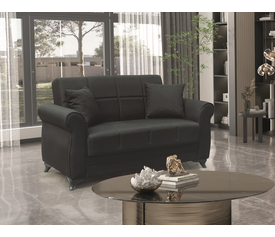 LENA BLACK ΥΦΑΣΜΑ 2ΘΕΣΙΟΣ ΚΑΝΑΠΕΣ/ΚΡΕΒΑΤΙ ΜΕ ΑΠΟΘ.ΧΩΡΟ 150Χ80εκ.