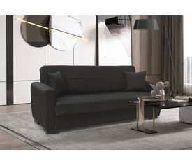 ANIMA BLACK ΥΦΑΣΜΑ 3ΘΕΣΙΟΣ ΚΑΝΑΠΕΣ/ΚΡΕΒΑΤΙ ΜΕ ΑΠΟΘ.ΧΩΡΟ 210X80εκ.