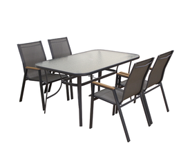 SELBY SET ΤΡΑΠΕΖΑΡΙΑΣ 5ΤΜΧ ΑΝΘΡΑΚΙ 150Χ90εκ.